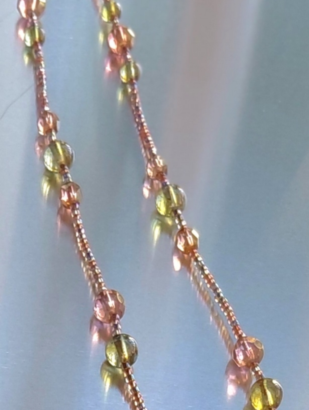 38" Necklace Continuous Beaded Pinky Peaches WEDDING  CRUISE WEAR